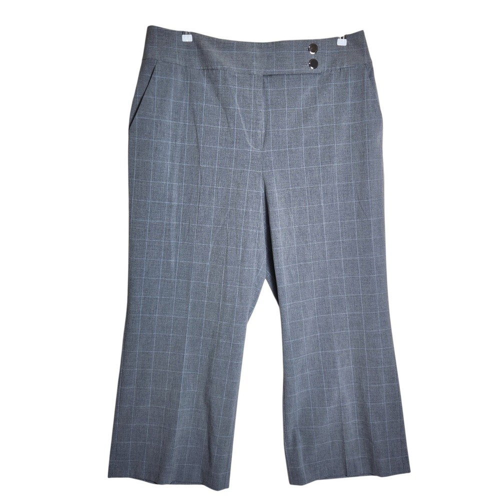 Calvin Klein Gray Plaid Cropped Dress Pants Womens Size 18W Career Trousers